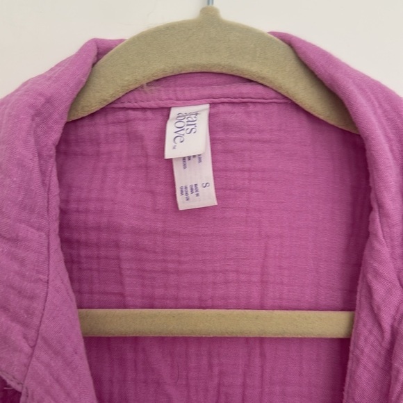 Women's 100% Cotton Short Sleeve Button-up Shirt Set Stars Above Purple - Picture 3 of 5